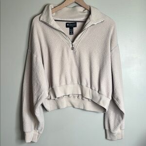 Victoria Secret On Point Sherpa Quarter Zip Tan Quarter-Zip Pullover XXL